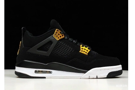 “ROYALTY” MENS JORDAN METALLIC GOLD-WHITE AIR 4 BLACK 1113